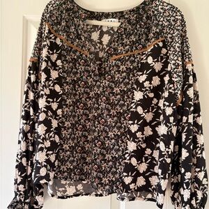 THML black floral print blouse